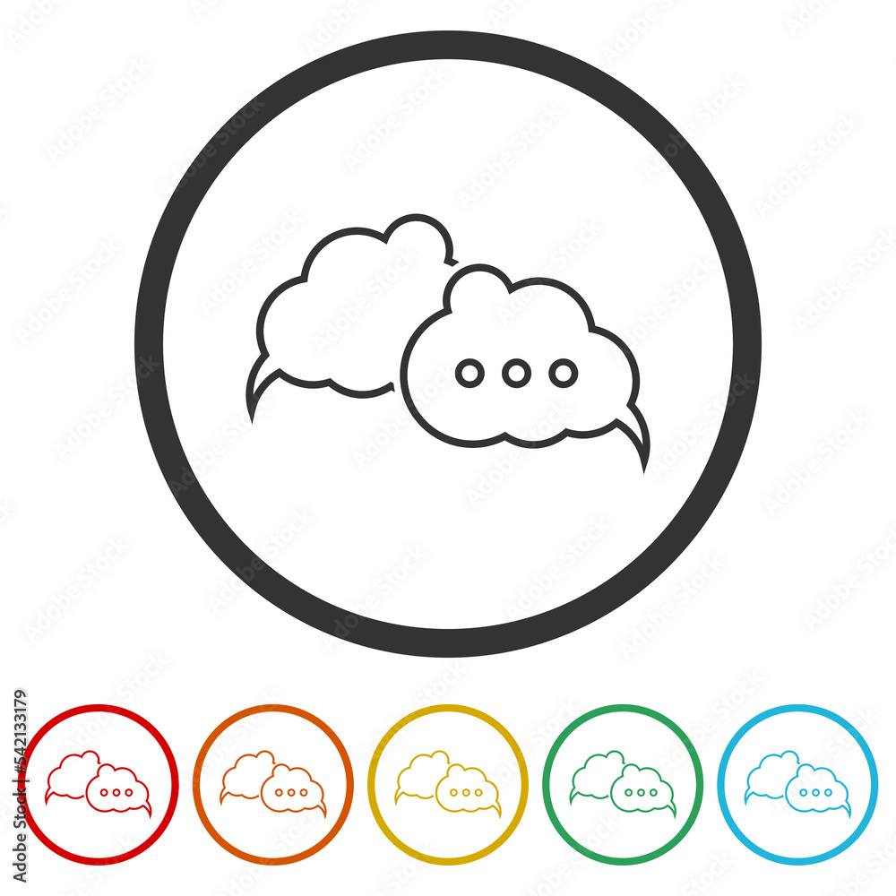 Logo Chatting App. Set icons in color circle buttons Logo Chatting App. Set icons in color circle buttons