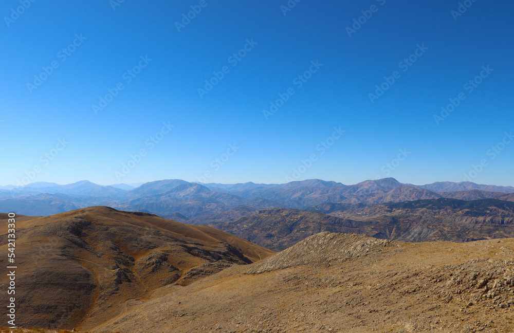 view from the top of Nemrüt Dag Mountain in Adiyaman, Turkey. High quality photo