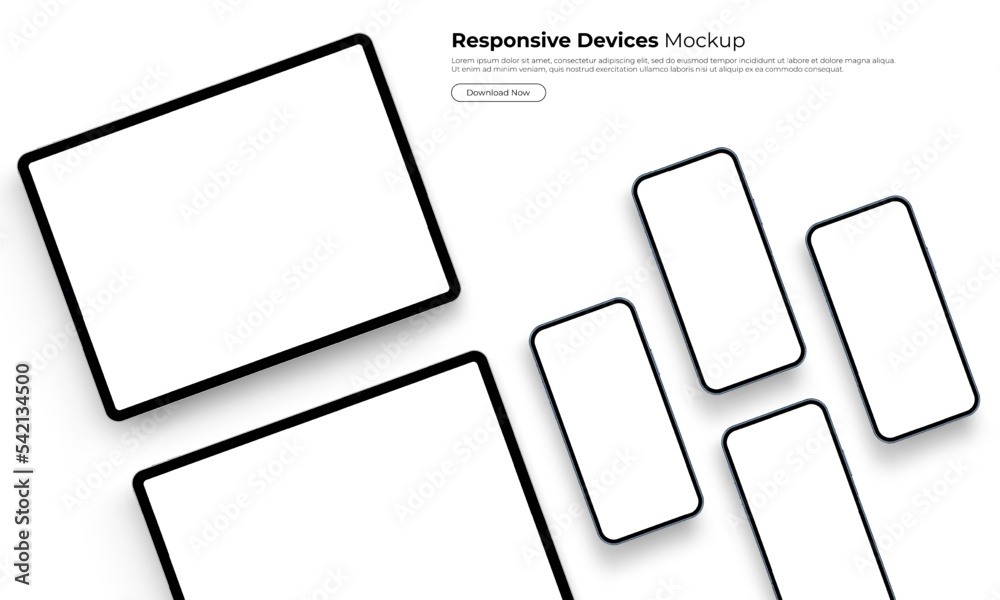 Tablet Computer and Smartphone Mockup With Space for Text. Blank Concept for Mobile App Design, Isolated on White Background. Vector Illustration Tablet Computer and Smartphone Mockup With Space for Text. Blank Concept for Mobile App Design, Isolated on White Background. Vector Illustration