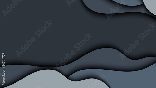 Abstract liquid paper cut shape stye on dark background.