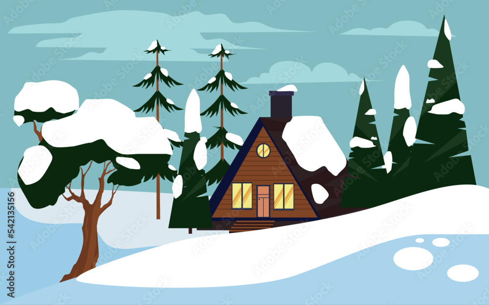 winter landscape with house landscape 