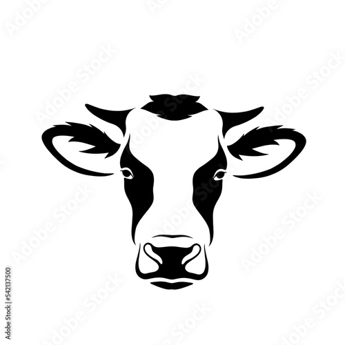 Cow head vector design, black and white color suitable for farm logos, symbols, stickers, companies etc.