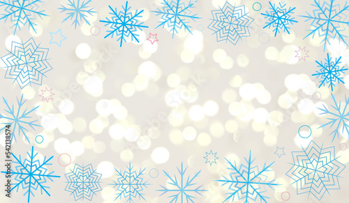  beautiful winter background with blue snowflakes on a shiny background