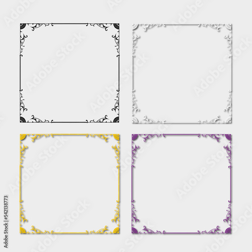 set of multi-colored frames, in the style of an ornament