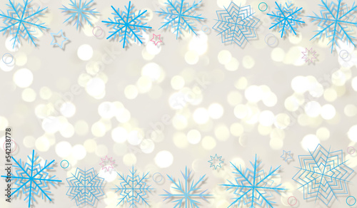  beautiful winter background with blue snowflakes on a shiny background