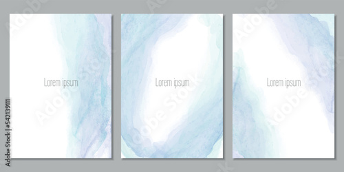 Vector set of abstract blue watercolor textures