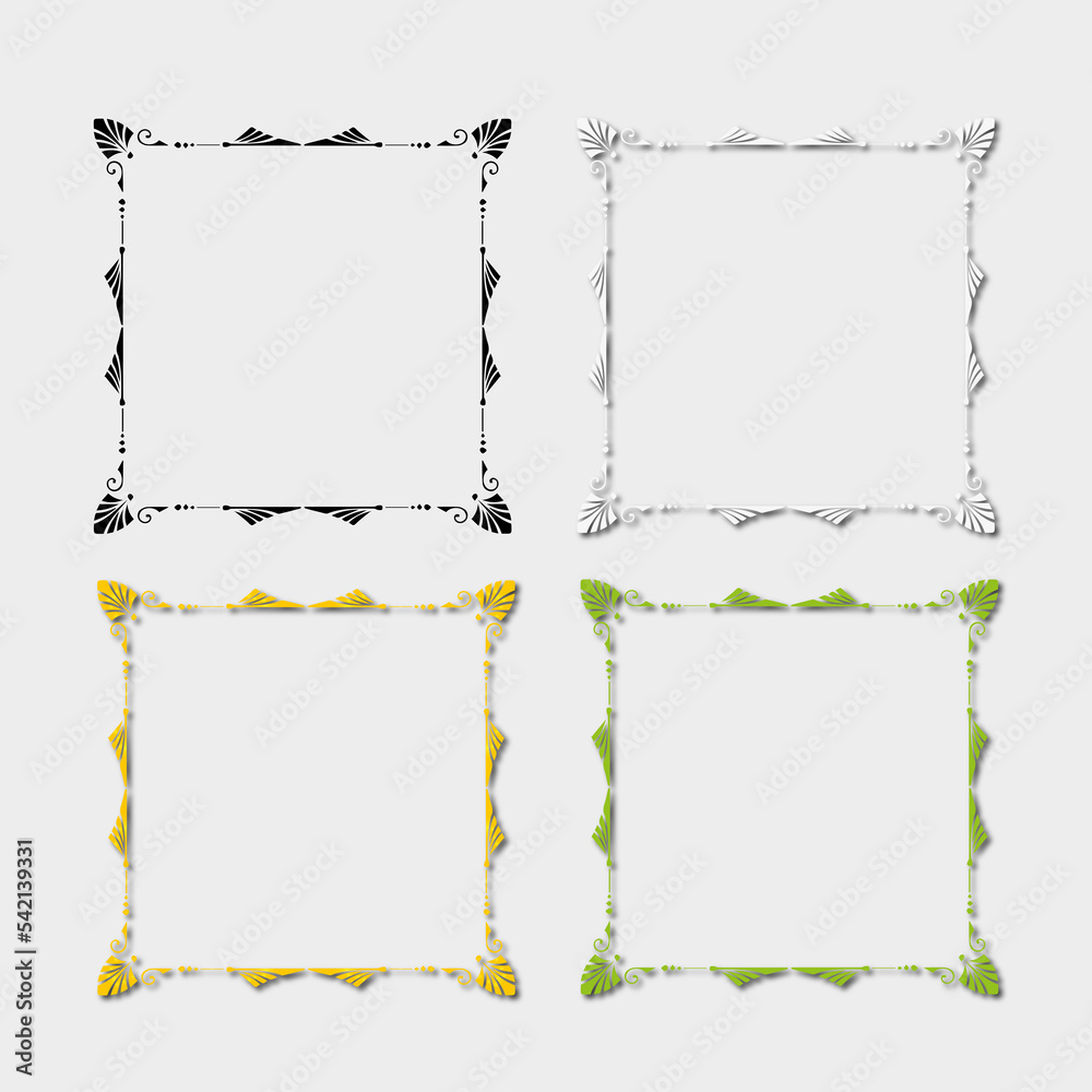 set of multi-colored frames, in the style of an ornament set of multi-colored frames, in the style of an ornament