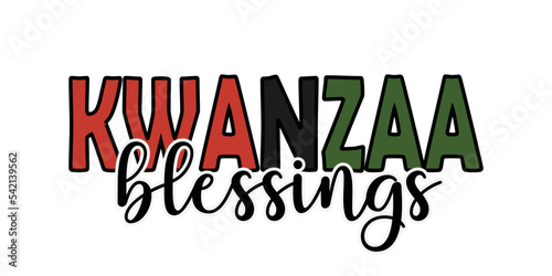 Kwanzaa blessings - modern trendy script calligraphy lettering. Happy Kwanzaa typography for greeting card  flyer  invitation  poster  banner design. Vector illustration isolated on white