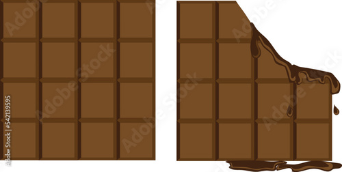 vector of 2 chocolate bars, one has been eaten and the other is still intact