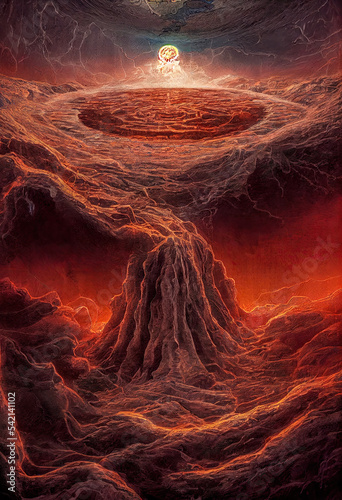 Fotografie Unterwelt Hölle Hades Verdammnis Grafik Illustration Digital AI Fegefeuer Ende B