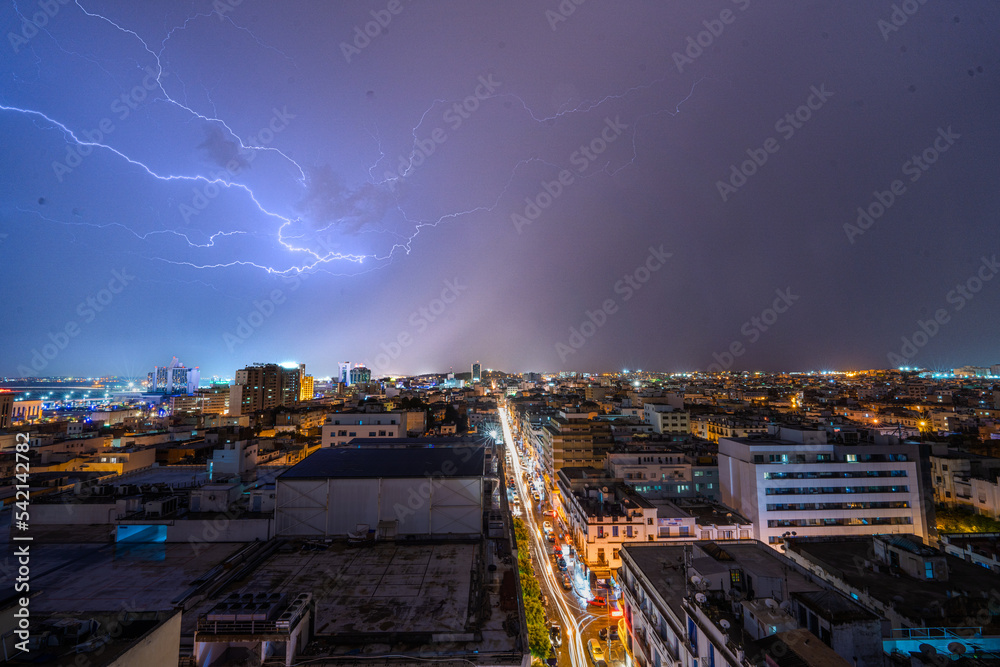 Fototapeta premium Tunis - Various views from the rooftops - Tunisia Stormy night over Tunis
