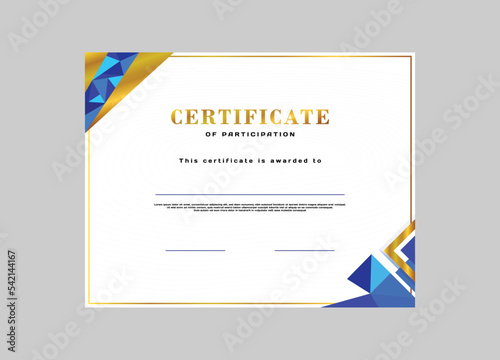 Fototapeta Naklejka Na Ścianę i Meble -  Modern blue and gold certificate design template
