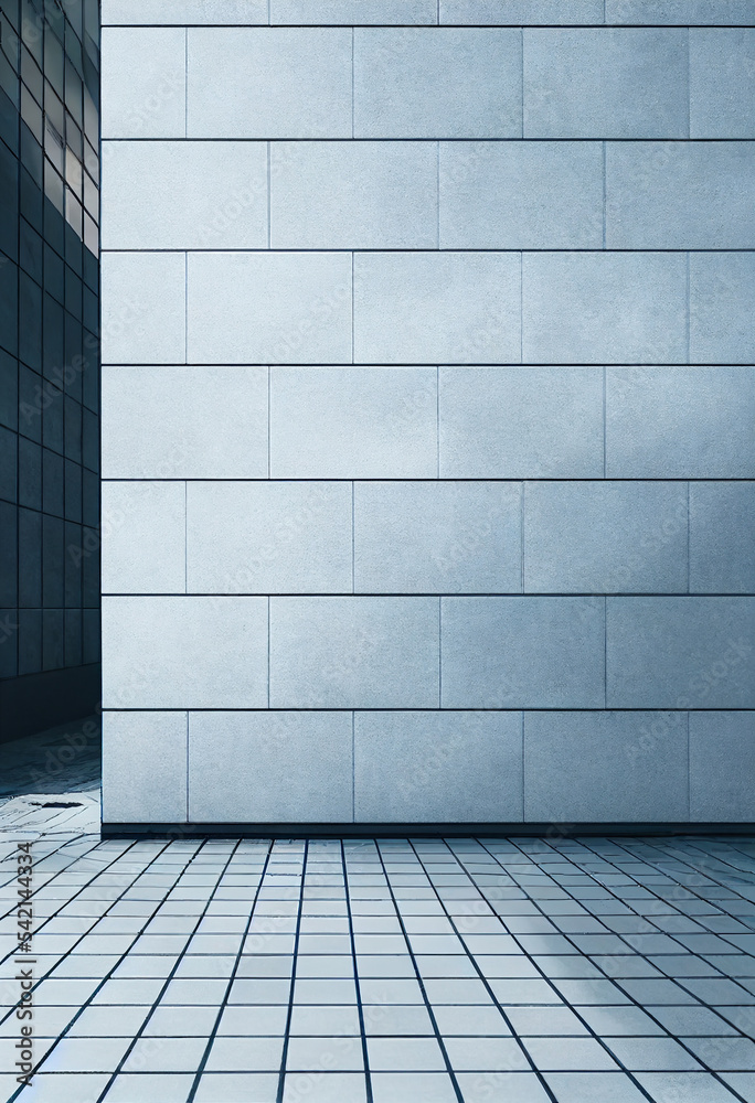 Fototapeta premium white brick wall in futuristic city