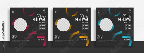 set of party festival music social media post banner template for instant post or social media post banner ads promotion template