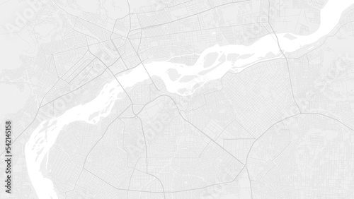 White and light grey Bamako city area vector background map  roads and water illustration. Widescreen proportion  digital flat design.