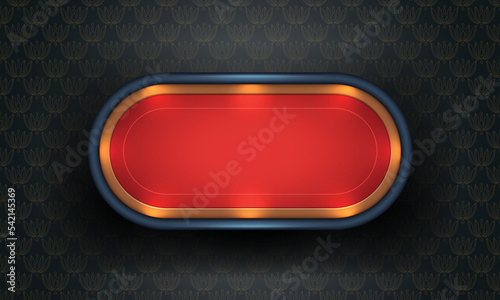 Poker table with red cloth on dark background. Realistic vector illustration.