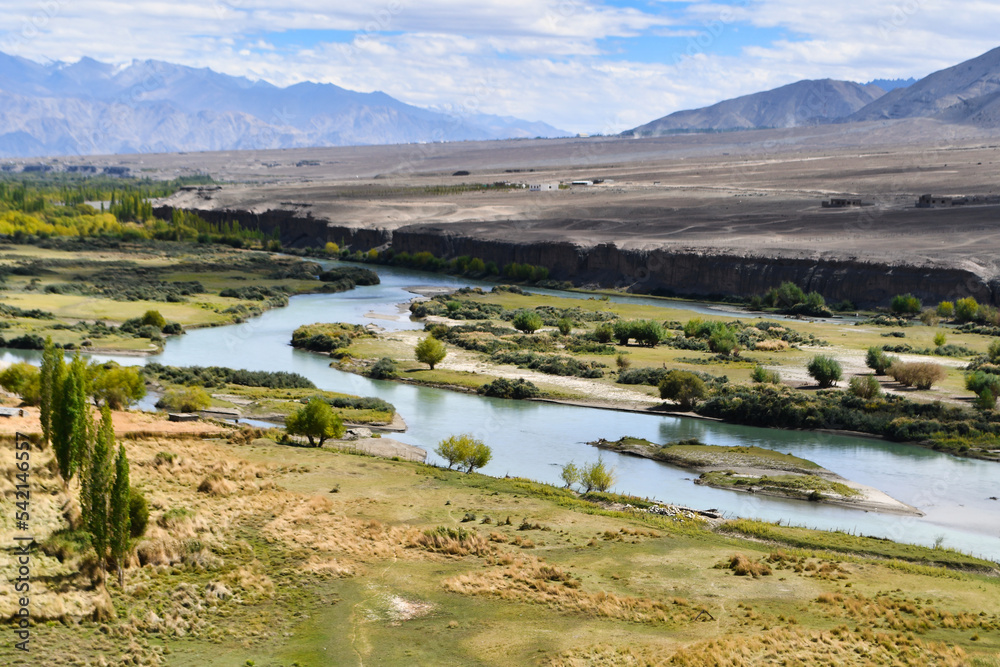 Sangam is the point where the rivers Indus and Zanskar join together - the green hues of Indus clashing with the muddy blue stream of Zanskar

Magnet Hill is a gravity hill located near Leh in Ladakh.