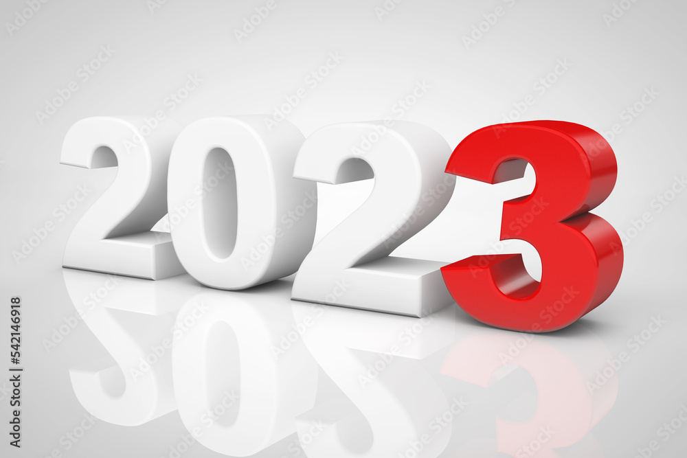 New Year 2023 3d Sign. 3d Rendering New Year 2023 3d Sign. 3d Rendering