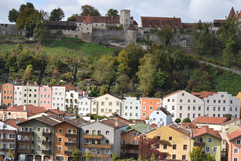 The city of Burghausen with a view of the castle