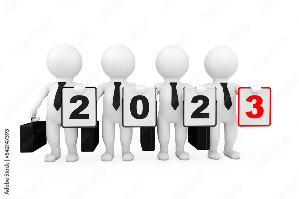 3d Businessmans with New 2023 Year Sign. 3d Rendering 3d Businessmans with New 2023 Year Sign. 3d Rendering