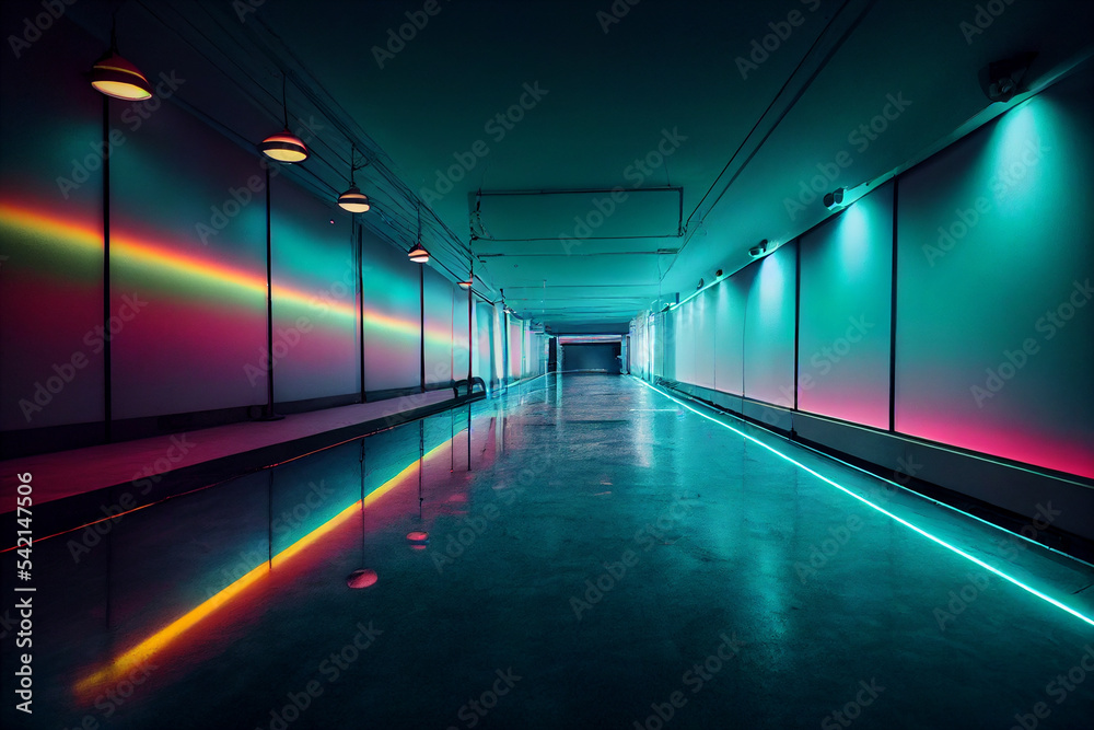 neon lights in the corridor