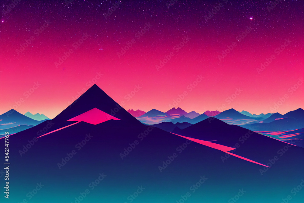 sunset over the retrowave landscape sunset over the retrowave landscape
