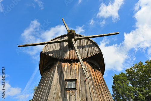 Wooden windmill in the Lublin Open Air Village Museum