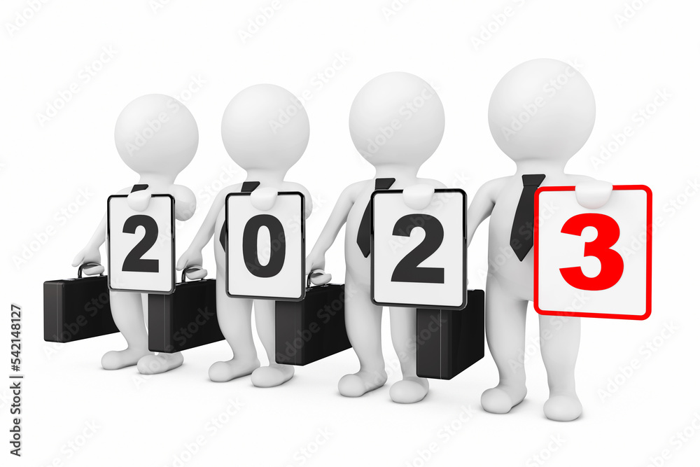 3d Businessmans with New 2023 Year Sign. 3d Rendering 3d Businessmans with New 2023 Year Sign. 3d Rendering