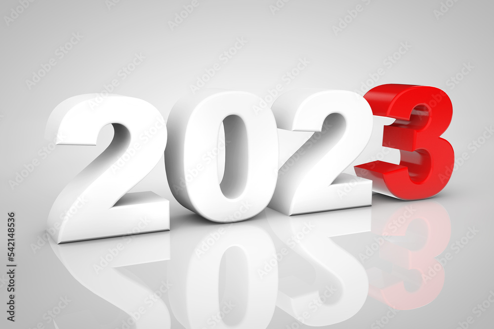 New Year 2023 3d Sign. 3d Rendering New Year 2023 3d Sign. 3d Rendering