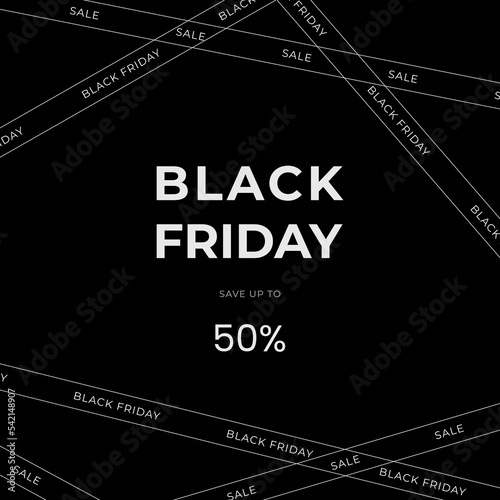 Black Friday Sale with discount 50%. Vector illustration