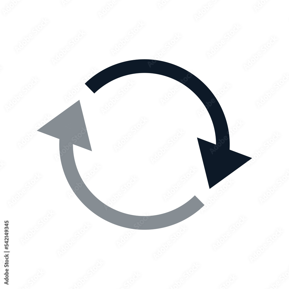 Simple dark arrow restart icon or repeat button. Fixation arrow vector icon. Simple dark arrow restart icon or repeat button. Fixation arrow vector icon.