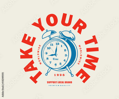 Vintage illustration of clock t shirt design, vector graphic, typographic poster or tshirts street wear and Urban style