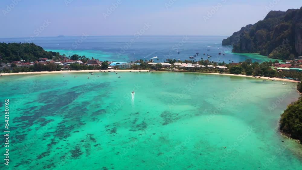 Aerial view of Loh Dalum and tonsai beach in koh Phi Phi islands, Krabi, Thailand Aerial view of Loh Dalum and tonsai beach in koh Phi Phi islands, Krabi, Thailand