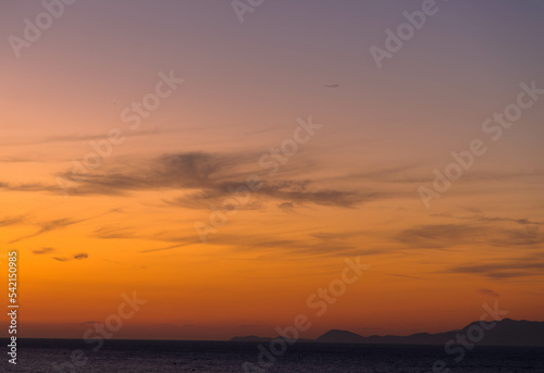 Orange sunset. Beautiful sky. weather and nature concept. Plenty space for text. full screen