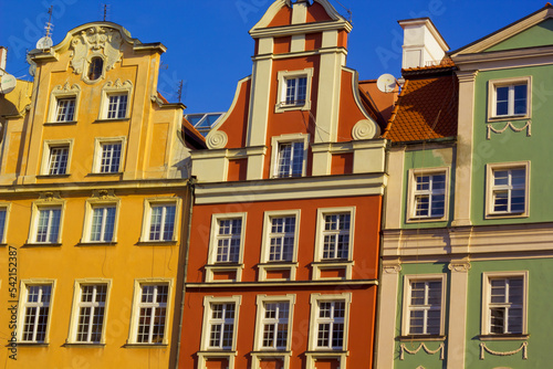 Colorful Old houses in old town, wroclaw, poland 