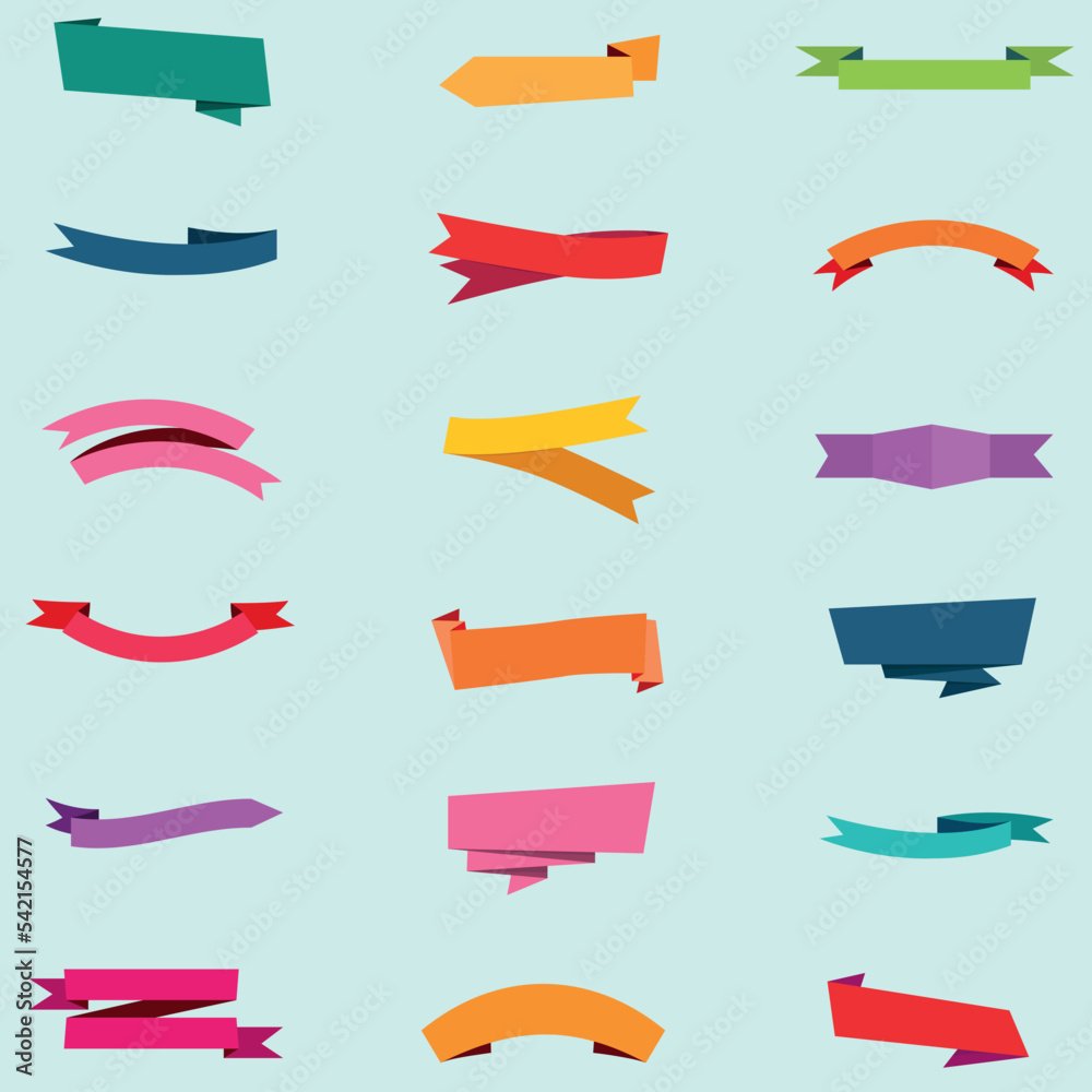 Ribbons concept element 1 color collection set