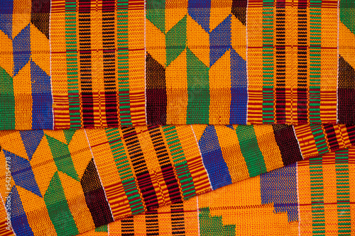 High angle view of kente cloth shot from above photo