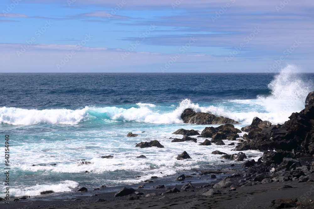 Beach in Lanzarote Volcanic Landscape, Canary Islands, Spain Beach in Lanzarote Volcanic Landscape, Canary Islands, Spain