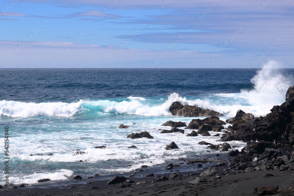 Beach in Lanzarote Volcanic Landscape, Canary Islands, Spain