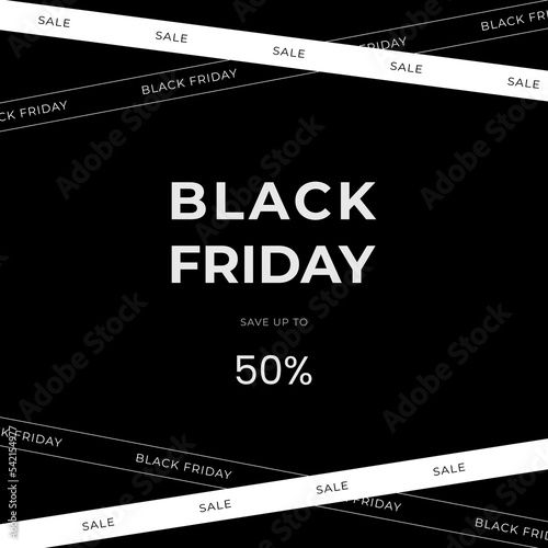 Black Friday Sale with discount 50%. Vector illustration