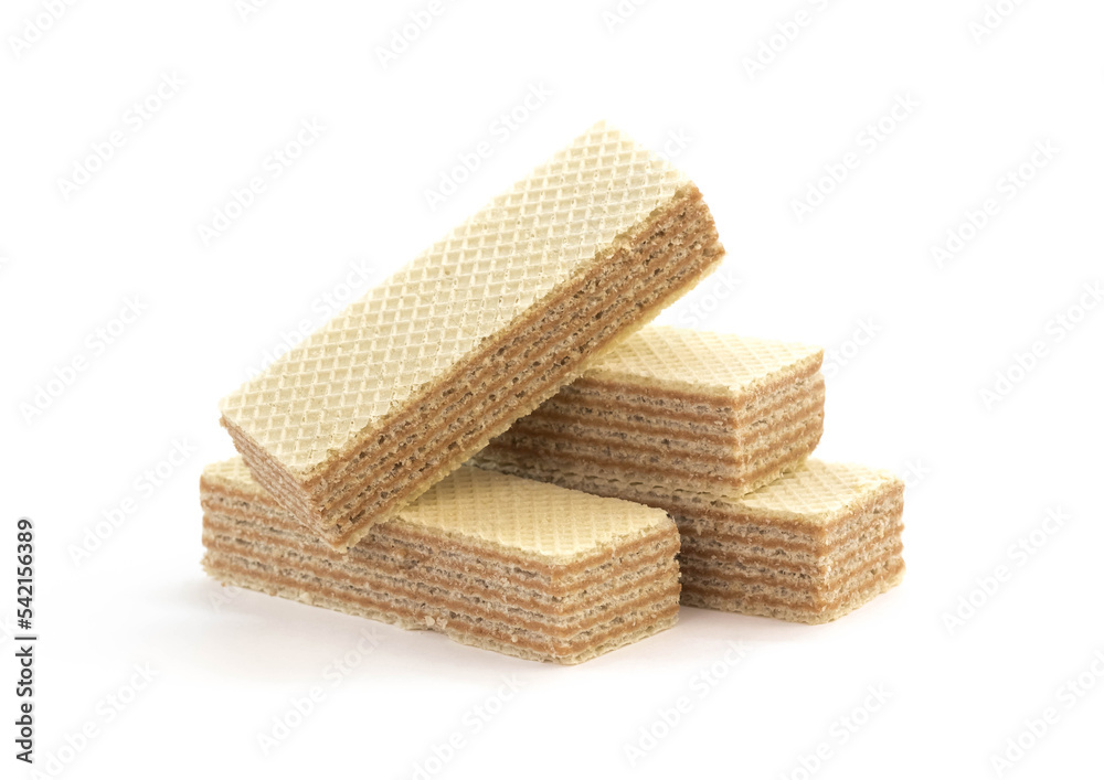 Crispy waffers. Closeup. Isolated on a white background Crispy waffers. Closeup. Isolated on a white background
