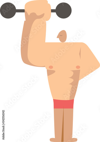 Strongman showing muscles biceps character illustration bodybuilder muscles lifting weights isolated on white background