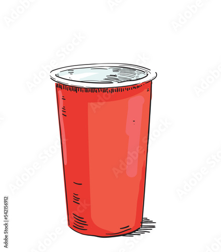 red cup american drink party beverage soda fast food illustration on white background