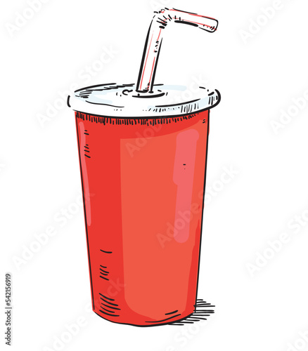 red cup american drink party beverage soda fast food illustration on white background