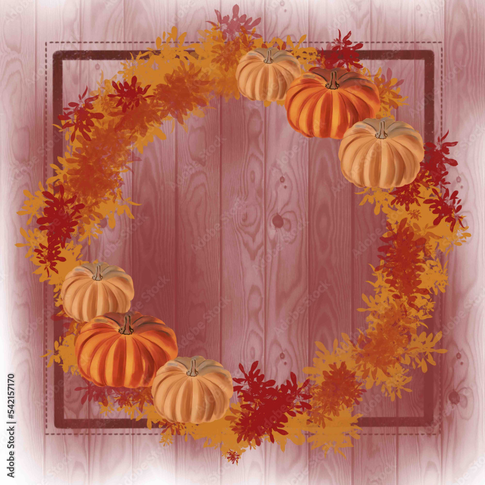 Fototapeta premium autumn leaves and pumpkins