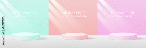 Pastel Green, Orange And Pink Cylinder Podium