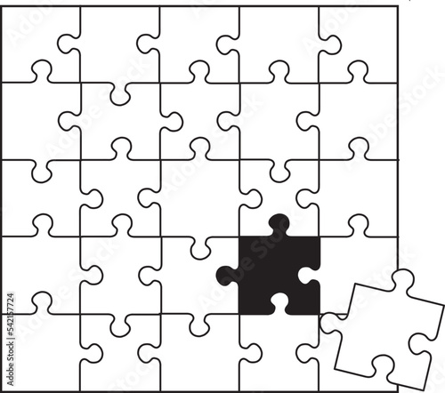 puzzle logic play game for kids drawing black and white illustration line icon on white background