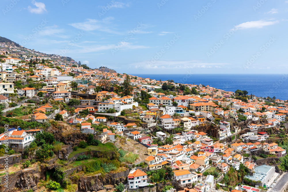 View on the capital town Funchal on Madeira island in Portugal
