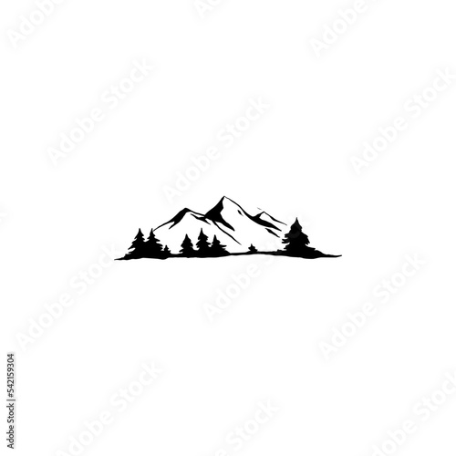 mountains, forest, trees vector illustration design. Generative AI