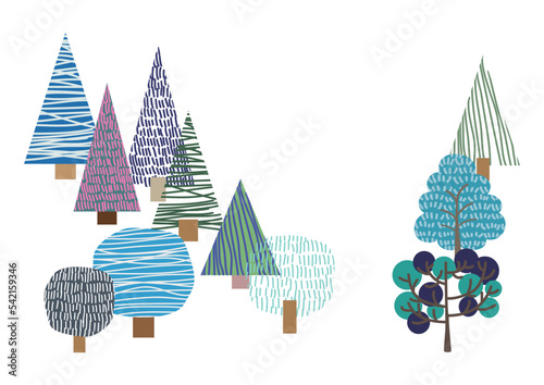 北欧風の木のイラスト素材